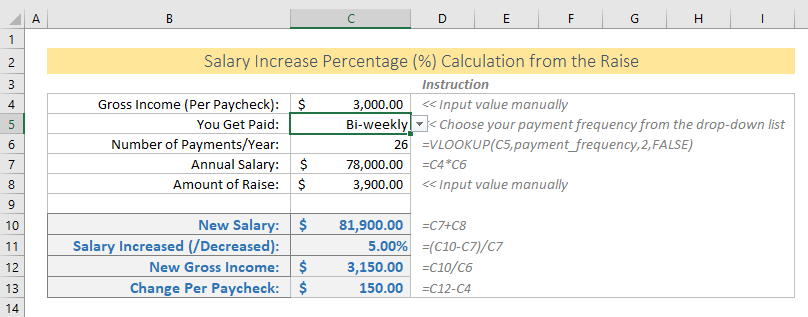calculate salary increase in excel for mac